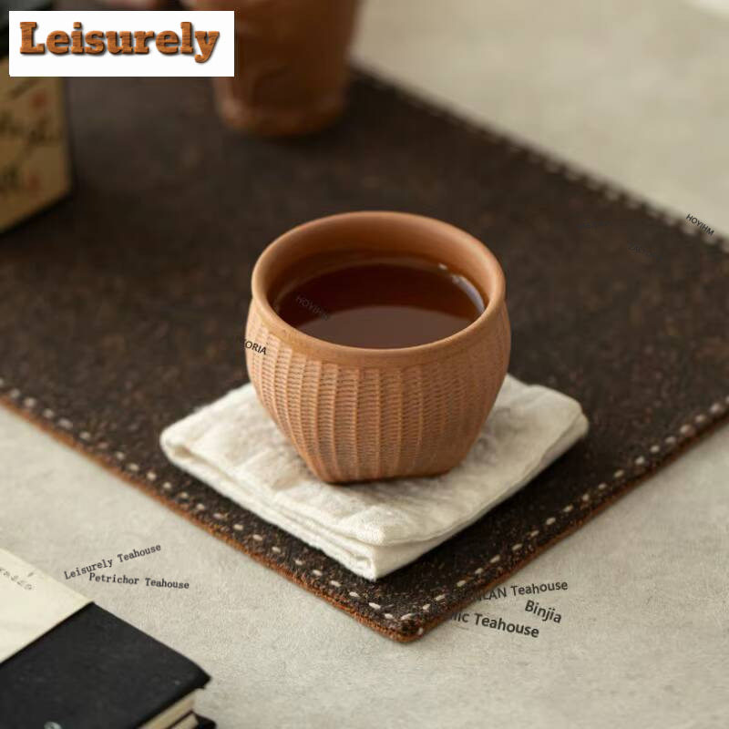 Vintage Collectible Pottery - ถ้วยชาทำมือจากดินเหนียวโอลด์ร็อค 100 มล. ถ้วยชาแบบวินเทจ ชุดถ้วยชา ถ้วยสำหรับดมกลิ่นชา