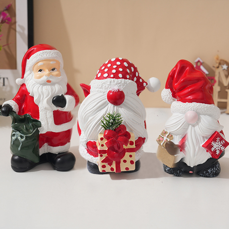 Vintage Collectible Santa - เครื่องประดับเรซิ่นรูปซานต้าคริสต์มาส สไตล์วินเทจ สำหรับตกแต่งโต๊ะทำงานที่บ้าน ของขวัญวันคริสต์มาส ของสะสม ของตกแต่งบ้าน