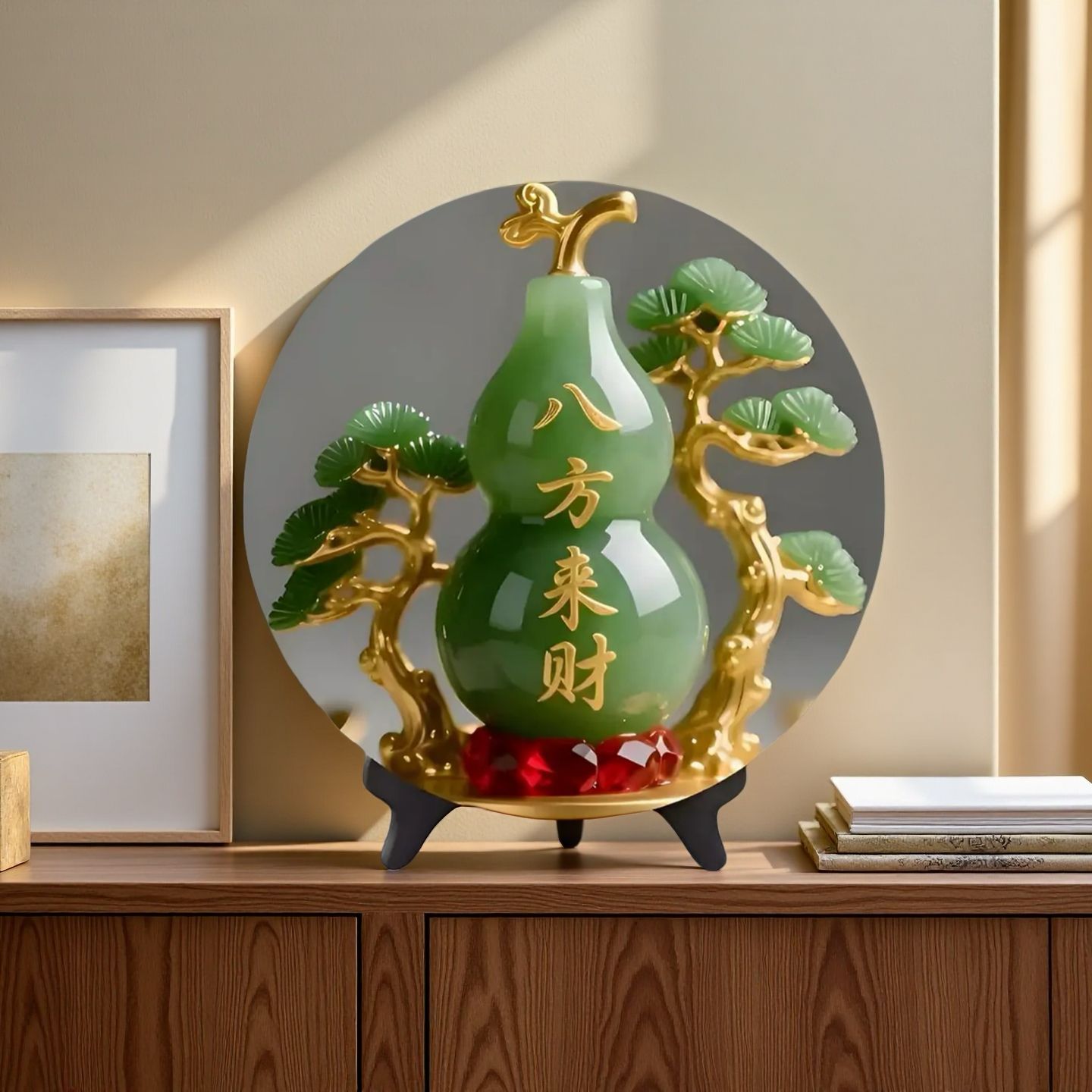 Vintage Collectible Christmas Ornaments - รูปปั้นหยกธรรมชาติทรงน้ำเต้า ของตกแต่งบ้าน ทางเข้าห้องนั่งเล่น ของตกแต่งโต๊ะสไตล์จีนโบราณ ของสะสมสำหรับงานขึ้นบ้านใหม่