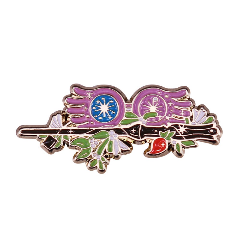 Vintage Collectible Pins - เข็มกลัดเคลือบลายวินเทจ Mystic Palm รูปทรงแว่นตา ประดับคริสตัลหลากสี วัสดุโลหะ