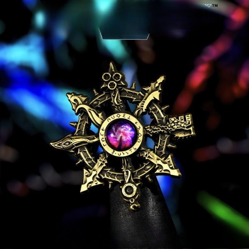 Vintage Collectible Pins - เข็มกลัดโลหะรูปดาวห้าแฉกสไตล์โกธิควินเทจ ประดับคริสตัลสีม่วง ลายรูนย้อนยุค ใช้ตกแต่งเสื้อผ้า ของสะสม ของขวัญ