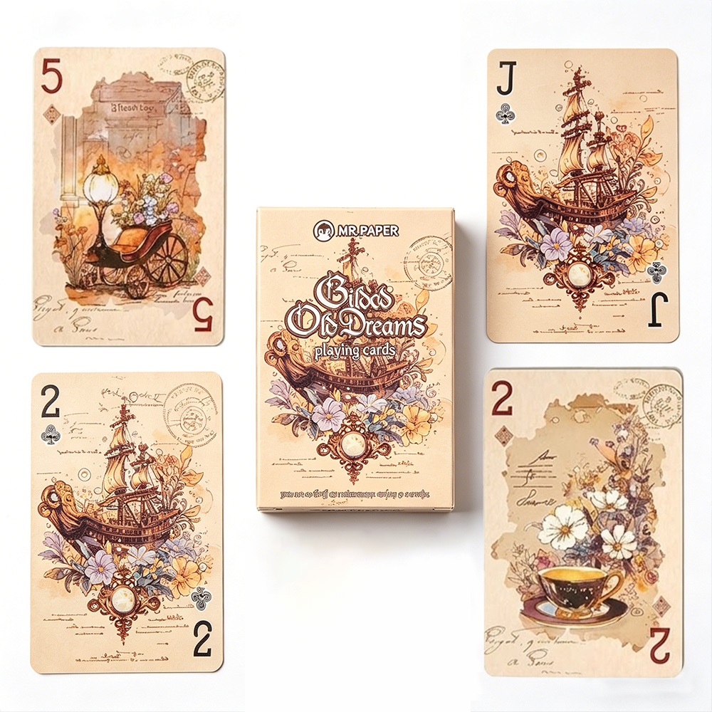 Vintage Collectible Playing Cards - 55 ชิ้น ไพ่ลายวินเทจสวยงาม (57*88 มม.) ไพ่โป๊กเกอร์ลายดอกไม้มหัศจรรย์