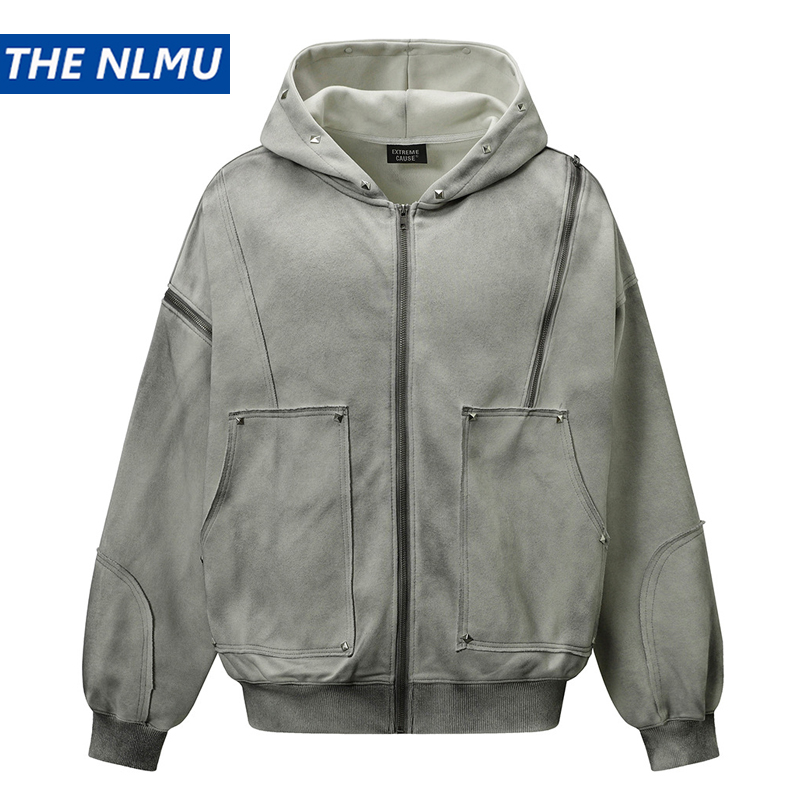 Vintage Zip Hoodie - ผู้ชายVINTAGE Hooded JACKET 2025 Retro Zip