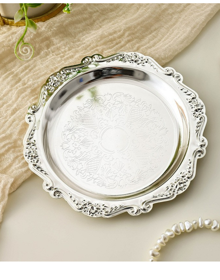Vintage Collectible Dishes - ถาดโลหะลายนูนวินเทจ จานเสิร์ฟหรูหราสำหรับเก็บสะสมเข็มกลัดอนิเมะ เครื่องประดับ ของตกแต่งโต๊ะ และการถ่ายภาพ