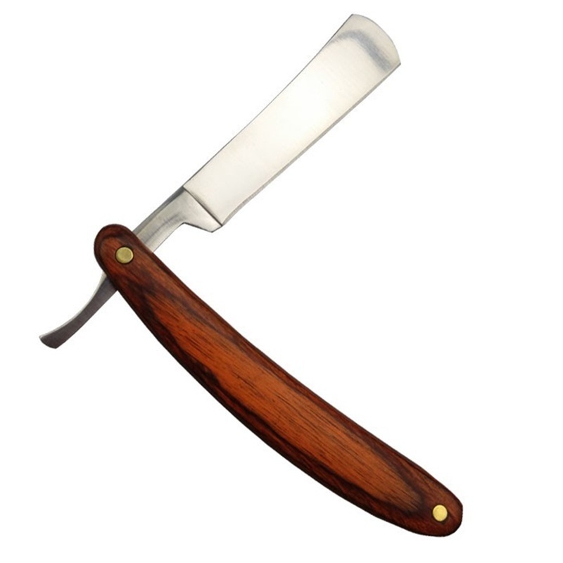 Vintage Collectible Knife - วินเทจไม้จับตรงขอบสแตนเลสตัดผมมีดโกนมีดโกนพับ
