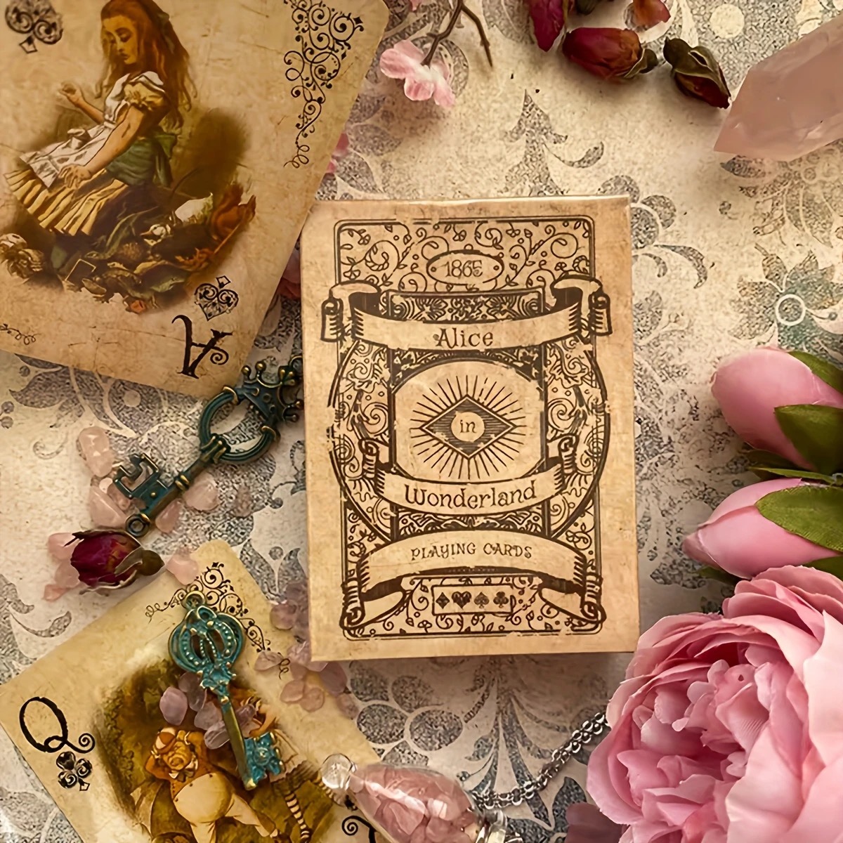 Vintage Collectible Playing Cards - ไพ่โป๊กเกอร์วินเทจอลิซในแดนมหัศจรรย์ 54 ใบ ชุดไพ่เล่นแบบคลาสสิก สไตล์สะสมสำหรับงานปาร์ตี้