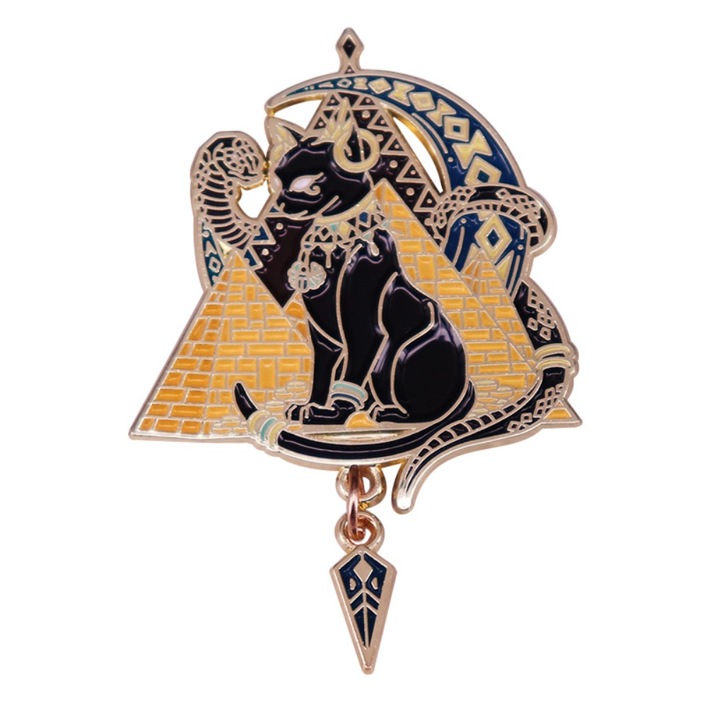 Vintage Collectible Pins - เข็มกลัดเคลือบลายโบราณรูปนิยมวัฒนธรรมทะเลทราย รูปปิรามิด แมวศักดิ์สิทธิ์ ทำจากโลหะผสม ใช้ติดเสื้อ กระเป๋า