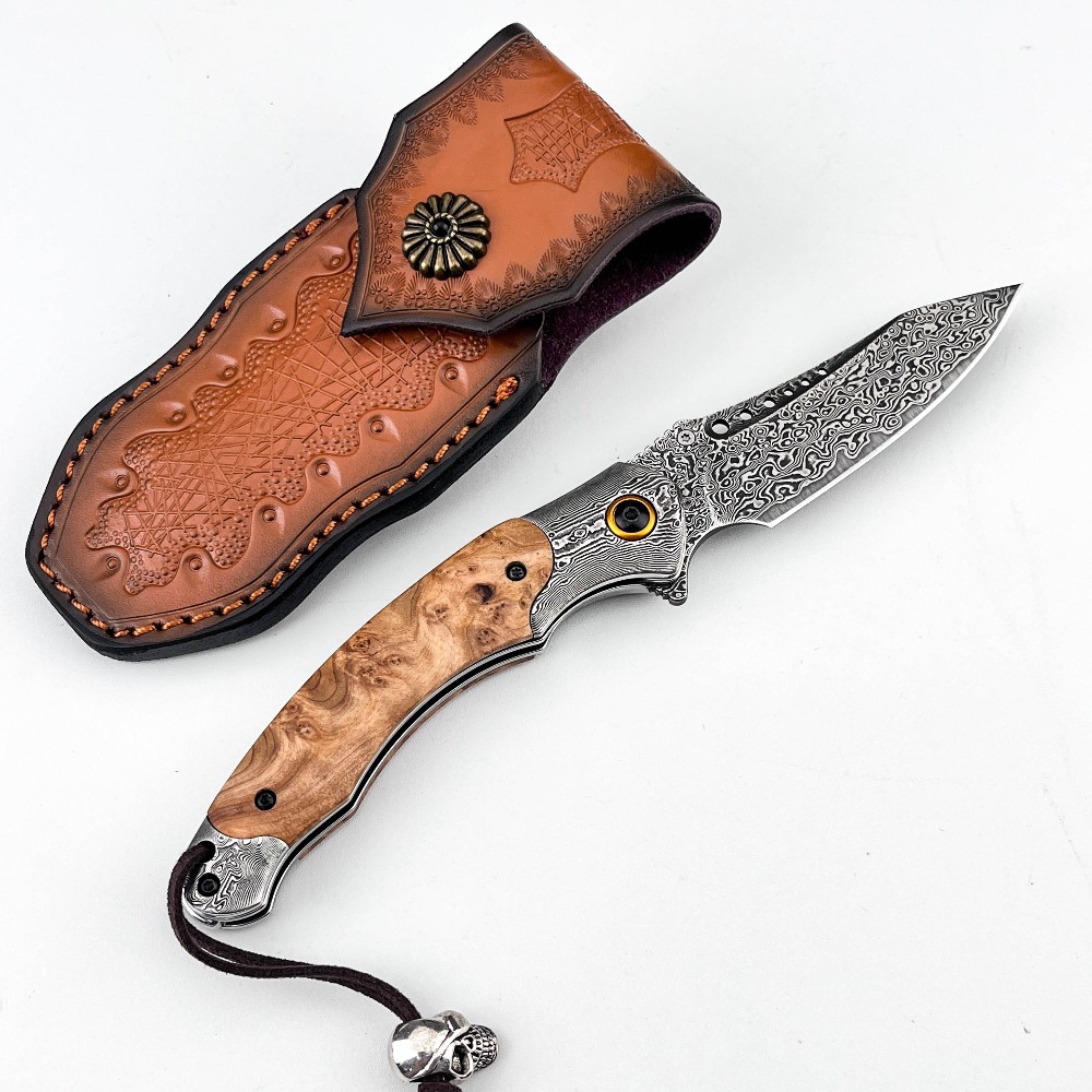 Vintage Collectible Knife - มีดพับลายดามัสกัส ความแข็งสูง สไตล์วินเทจ ของสะสม ของตกแต่ง สำหรับเป็นของขวัญ