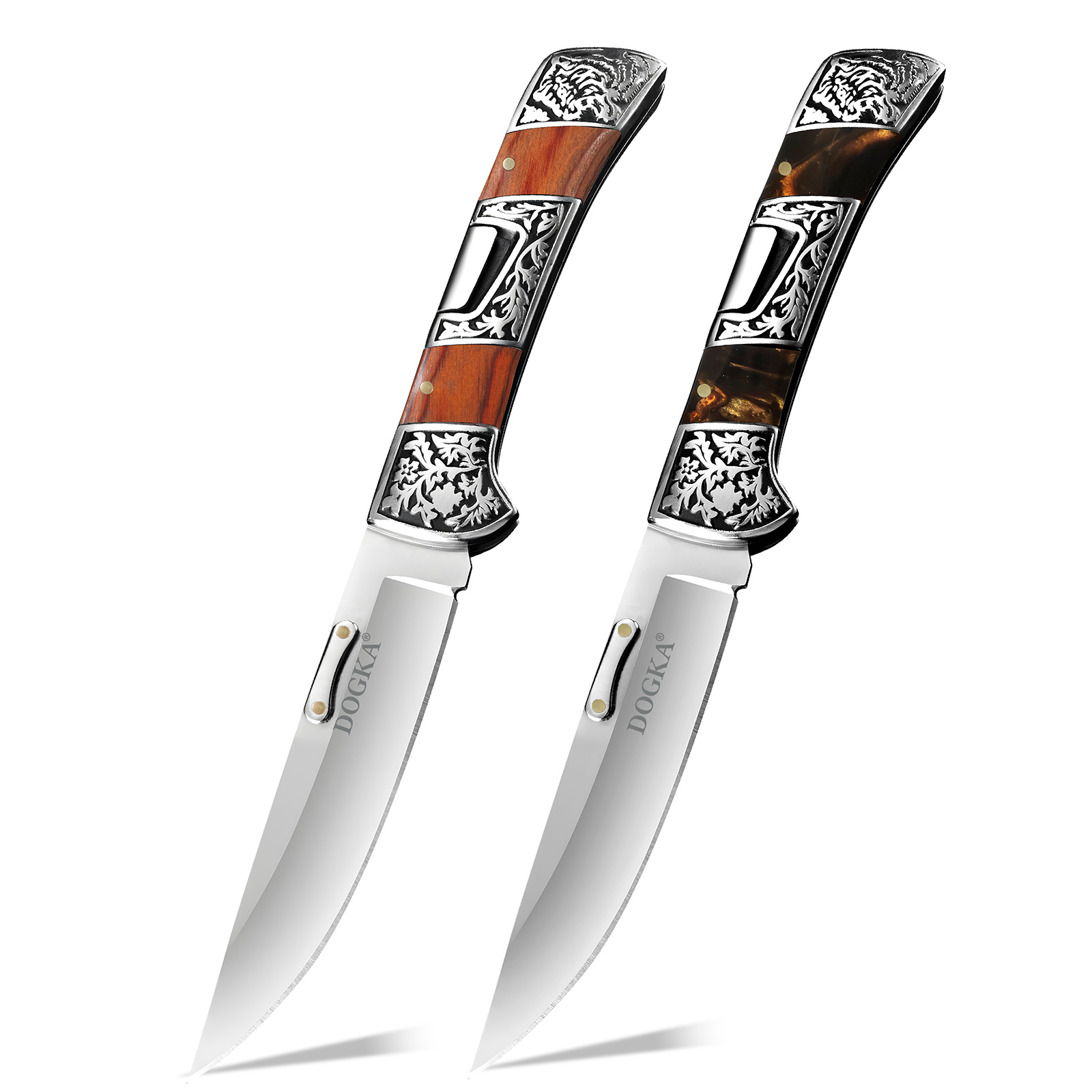Vintage Collectible Knife - มีดพับลายสลักวินเทจ ด้ามโลหะแกะสลักแบบเรโทร 2 แบบ พกพาสะดวก อุปกรณ์ตัด