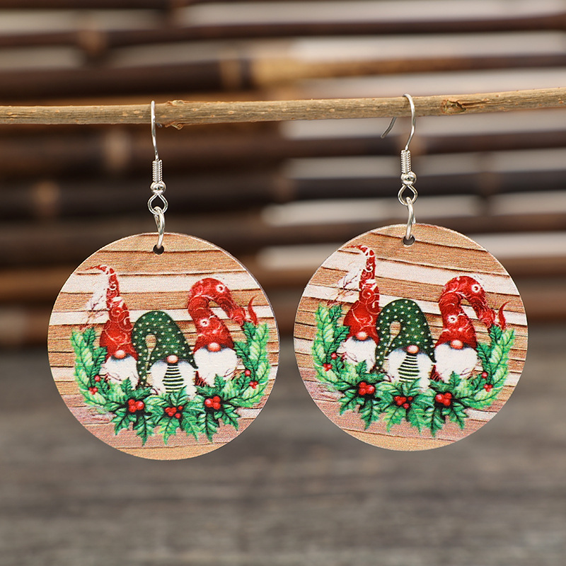 Vintage Collectible Santa - ต่างหูจี้ซานต้าคอลเลกชันคริสต์มาสไม้สไตล์วินเทจใหม่