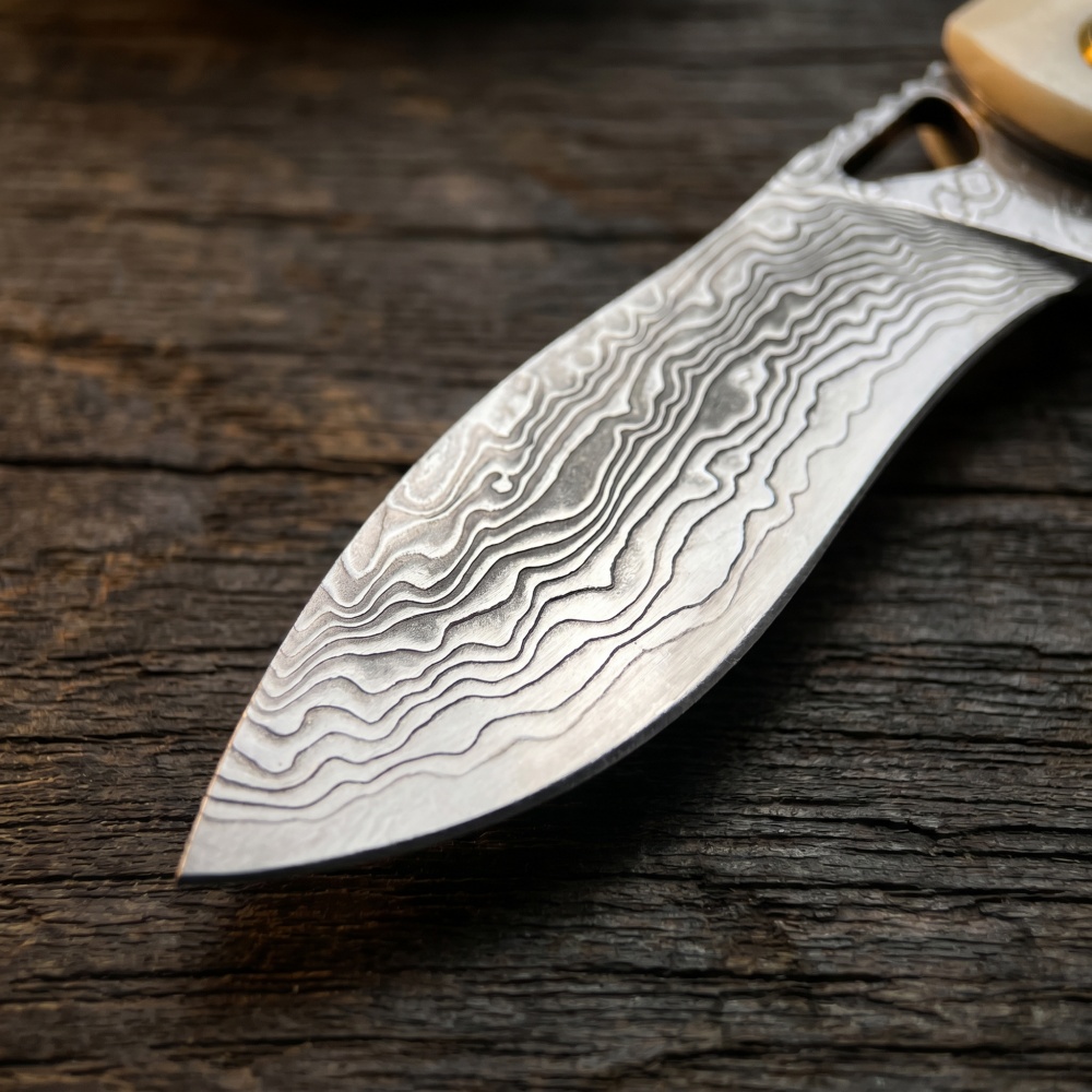 มีดพับเหล็กดามัสกัสโบราณขนาดเล - Vintage Collectible Knife บทวิจารณ์และราคา
