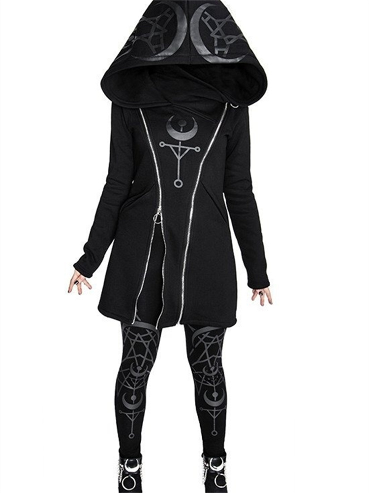 Gothic Punk พิมพ์เสื้อแขนยาว H - Vintage Zip Hoodie บทวิจารณ์และราคา