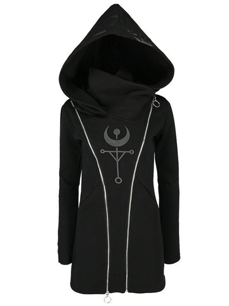 Gothic Punk พิมพ์เสื้อแขนยาว H - Vintage Zip Hoodie บทวิจารณ์และราคา