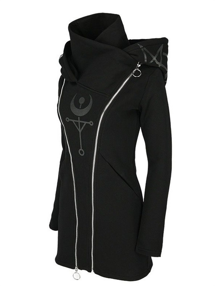 Gothic Punk พิมพ์เสื้อแขนยาว H - Vintage Zip Hoodie บทวิจารณ์และราคา