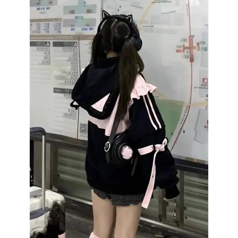 ฤดูใบไม้ร่วงฤดูหนาวญี่ปุ่นหวาน - Vintage Zip Hoodie บทวิจารณ์และราคา