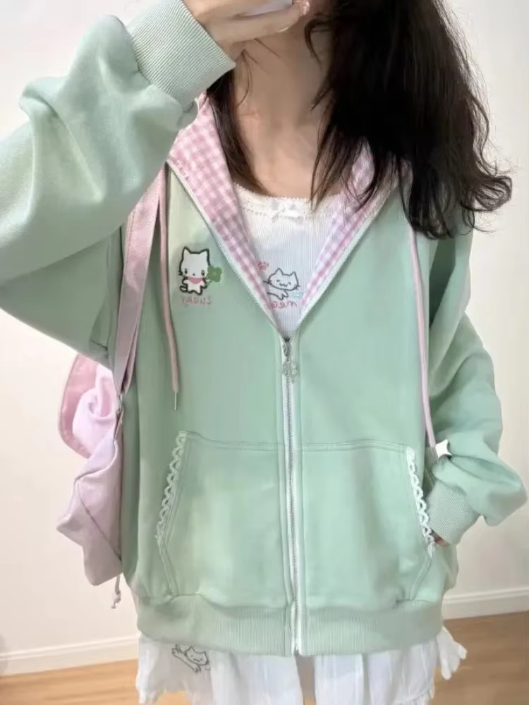 เสื้อฮู้ดซิปแขนยาวลายการ์ตูนญี - Vintage Zip Hoodie บทวิจารณ์และราคา